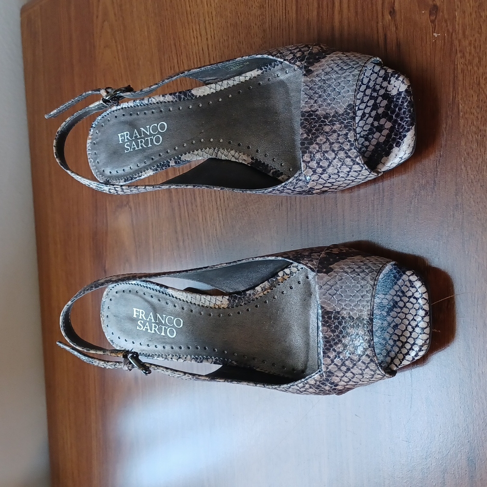 Black and White Snake Embossed Sandals